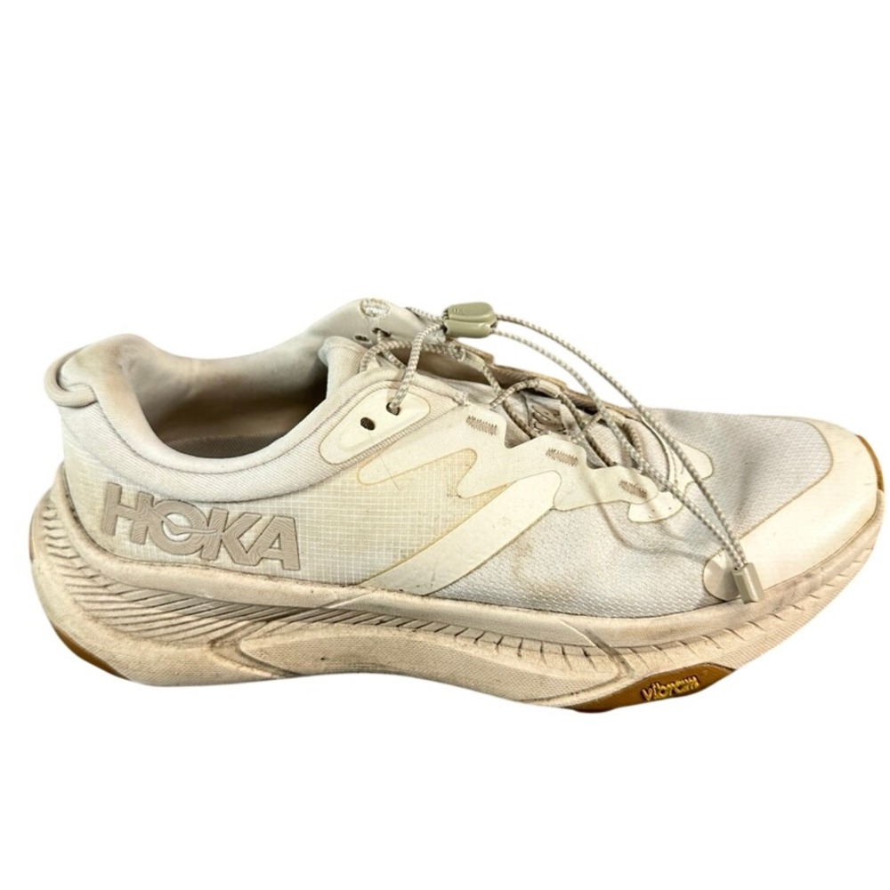 Hoka One One Transport White Cream Trail Hiking Shoes Vibram Outsole Women's 9.5